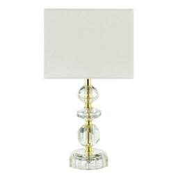 Rackhams Modern Chic Clear K9 Crystal Glass Table Lamp with Gold Base with Faceted Moulds - thumbnail 5