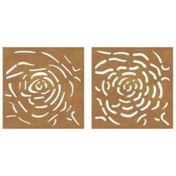Rackhams Garden Wall Decorations 2 pcs 55x55 cm Corten Steel Rose Design - thumbnail 4