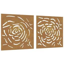 Rackhams Garden Wall Decorations 2 pcs 55x55 cm Corten Steel Rose Design - thumbnail 2
