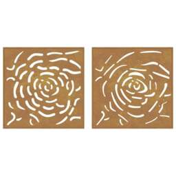 Rackhams Garden Wall Decorations 2 pcs 55x55 cm Corten Steel Rose Design - thumbnail 5