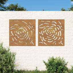 Rackhams Garden Wall Decorations 2 pcs 55x55 cm Corten Steel Rose Design - thumbnail 1