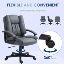 Rackhams Office Chair, Computer Desk Chair, Mid Back Executive Chair with Adjustable Height and Swivel Rolling Wheels for Home Study, Dark Grey - thumbnail 6