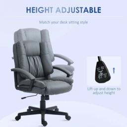Rackhams Office Chair, Computer Desk Chair, Mid Back Executive Chair with Adjustable Height and Swivel Rolling Wheels for Home Study, Dark Grey - thumbnail 4