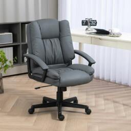 Rackhams Office Chair, Computer Desk Chair, Mid Back Executive Chair with Adjustable Height and Swivel Rolling Wheels for Home Study, Dark Grey - thumbnail 2