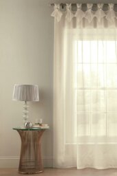 "Rackhams Tiara Dolly Voile Semi-Sheer Tabbed Curtain Panel - Pink - 90""" - thumbnail 2