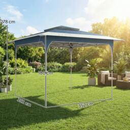 Rackhams 3.5 x 3.5 m Pop Up Gazebo, UPF50+ One-Touch Party Tent - 352 x 352 x 278 cm - Pop up gazebo - Blue - thumbnail 3