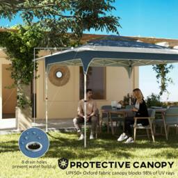 Rackhams 3.5 x 3.5 m Pop Up Gazebo, UPF50+ One-Touch Party Tent - 352 x 352 x 278 cm - Pop up gazebo - Blue - thumbnail 4