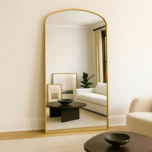 Rackhams Modern Gold Metal Arch Full Length Mirror 200cm x 100cm - image 1