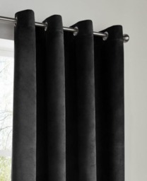 Rackhams Velvet Ring Top Blackout Curtains - Silver - 168cm width x 137cm drop - thumbnail 4