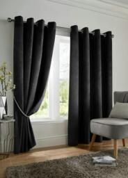 Rackhams Velvet Ring Top Blackout Curtains - Silver - 168cm width x 137cm drop - thumbnail 2