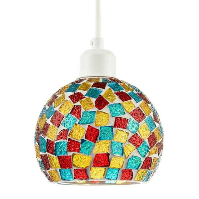 Rackhams Multi-Colour Geometric Mosaic Dome Pendant Ceiling Lighting Shade - image 1
