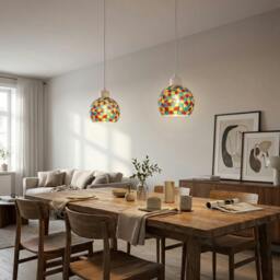 Rackhams Multi-Colour Geometric Mosaic Dome Pendant Ceiling Lighting Shade - thumbnail 6
