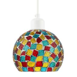 Rackhams Multi-Colour Geometric Mosaic Dome Pendant Ceiling Lighting Shade - thumbnail 4