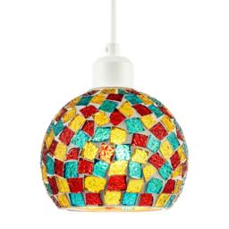 Rackhams Multi-Colour Geometric Mosaic Dome Pendant Ceiling Lighting Shade - thumbnail 2