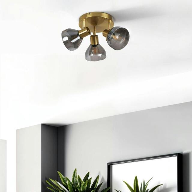 Rackhams Fosco 3 Light Round Plate Spot Brushed Brass Ceiling Light - image 1