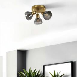 Rackhams Fosco 3 Light Round Plate Spot Brushed Brass Ceiling Light - thumbnail 1