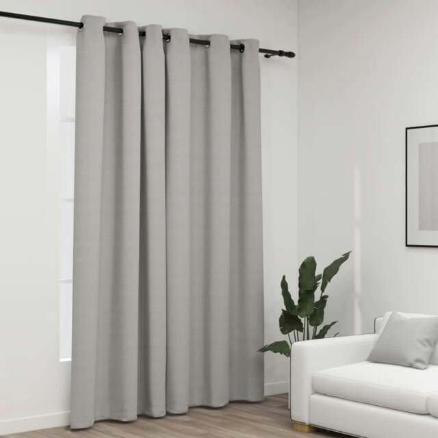 Rackhams Linen-Look Blackout Curtains with Grommets Grey 290x245cm