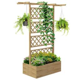Rackhams Wooden Trellis Planter Box, Raised Garden Bed to Grow Vegetables, Herbs and Flowers, Natural Tone - thumbnail 1