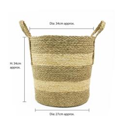 Rackhams Palma Natural Round Woven Storage Basket for Home Organisation, Brown - thumbnail 6