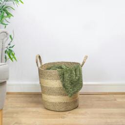 Rackhams Palma Natural Round Woven Storage Basket for Home Organisation, Brown - thumbnail 5