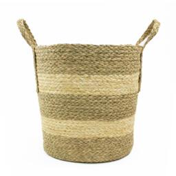 Rackhams Palma Natural Round Woven Storage Basket for Home Organisation, Brown