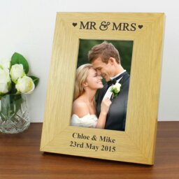 Rackhams Personalised Oak Finish 6x4 Mr & Mrs Photo Frame