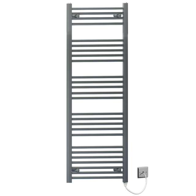 Rackhams 600 x 1400mm Anthracite Grey Flat Electric Pre-Filled Heated Towel Rail Radiator For Bathroom Designer Standard Element - image 1