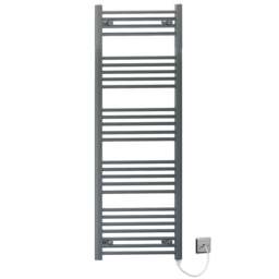 Rackhams 600 x 1400mm Anthracite Grey Flat Electric Pre-Filled Heated Towel Rail Radiator For Bathroom Designer Standard Element
