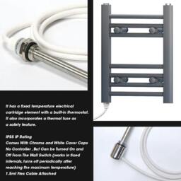 Rackhams 600 x 1400mm Anthracite Grey Flat Electric Pre-Filled Heated Towel Rail Radiator For Bathroom Designer Standard Element - thumbnail 2