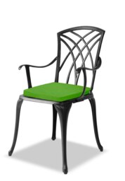Rackhams OSHOWA Luxurious Garden and Patio Table and 2 Large Chairs with Armrests Cast Aluminium Bistro Set - Black with Green Cushions - thumbnail 4