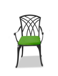 Rackhams OSHOWA Luxurious Garden and Patio Table and 2 Large Chairs with Armrests Cast Aluminium Bistro Set - Black with Green Cushions - thumbnail 5