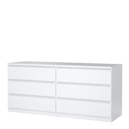 Rackhams Naia Wide Chest of 6 Drawers (3+3) in White High Gloss - White - High Gloss - Melamine - thumbnail 3