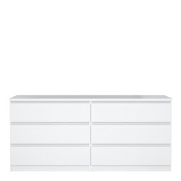 Rackhams Naia Wide Chest of 6 Drawers (3+3) in White High Gloss - White - High Gloss - Melamine - thumbnail 2
