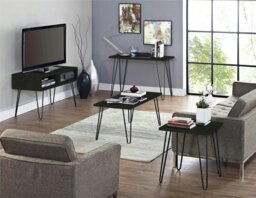 Rackhams Owen Retro TV-Stand with 2 Shelves Black Oak - Black - thumbnail 5