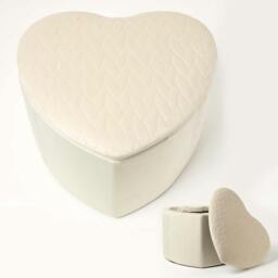 Rackhams Arundel Heart-Shaped Velvet Footstool with Storage - Cream