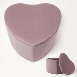 Rackhams Arundel Heart-Shaped Velvet Footstool with Storage - Cream - thumbnail 2