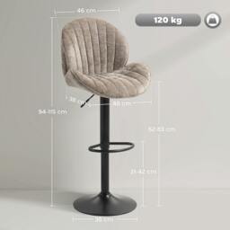 Rackhams Modern Bar Stools Set of 2, Swivel Counter Height Barstools - Cream - thumbnail 4