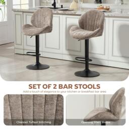 Rackhams Modern Bar Stools Set of 2, Swivel Counter Height Barstools - Cream - thumbnail 5