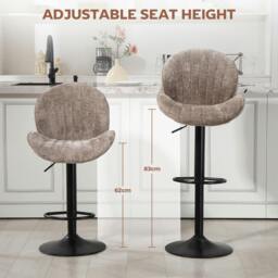 Rackhams Modern Bar Stools Set of 2, Swivel Counter Height Barstools - Cream - thumbnail 6