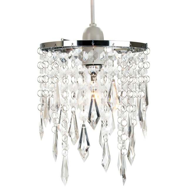 Rackhams Modern Waterfall Design Pendant Shade with Clear Acrylic Droplets and Beads - image 1