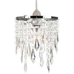 Rackhams Modern Waterfall Design Pendant Shade with Clear Acrylic Droplets and Beads