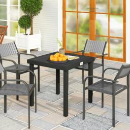 Rackhams 78 cm Garden Dining Table for 4, Square Outdoor Side Table, Black - thumbnail 1