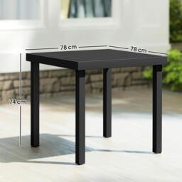 Rackhams 78 cm Garden Dining Table for 4, Square Outdoor Side Table, Black - thumbnail 3