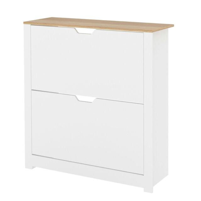 Rackhams Shoe Cabinet White Narrow Flip Drawers Adjustable Shelves Storage Cabinet - image 1