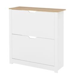 Rackhams Shoe Cabinet White Narrow Flip Drawers Adjustable Shelves Storage Cabinet - thumbnail 1