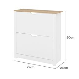 Rackhams Shoe Cabinet White Narrow Flip Drawers Adjustable Shelves Storage Cabinet - thumbnail 3