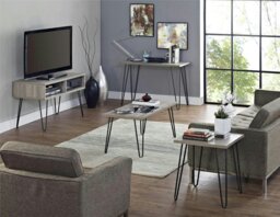 Rackhams Owen Retro TV-Stand Distressed Grey Oak - Grey - thumbnail 3