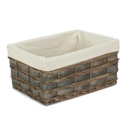 Rackhams Grey Scandi Storage Basket With White Lining - Large