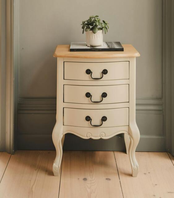 Rackhams Juliette Vintage Chic 3 Drawer Bedside Table - Champagne, Cream - image 1