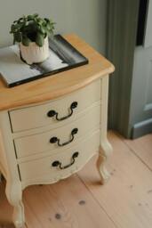 Rackhams Juliette Vintage Chic 3 Drawer Bedside Table - Champagne, Cream - thumbnail 2